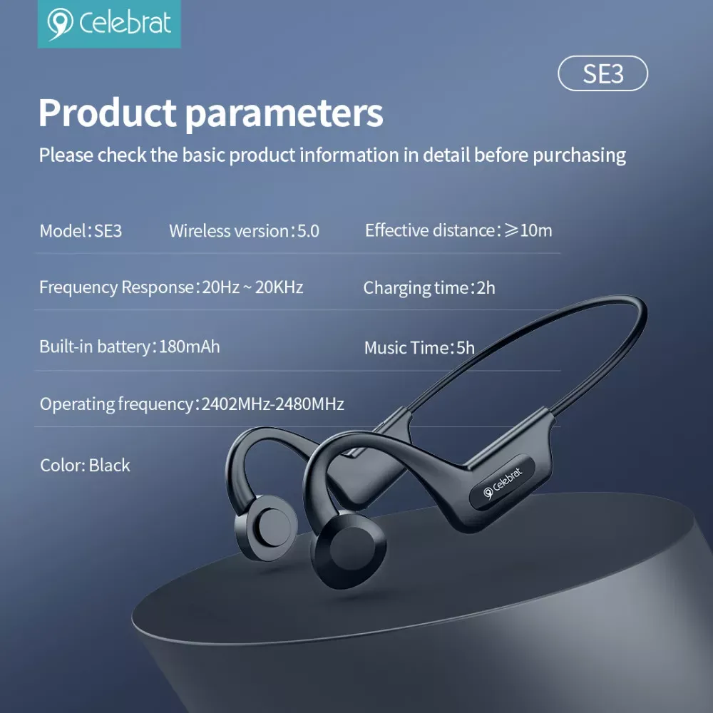 Навушники Bluetooth Celebrat SE3 — Black — фото 6