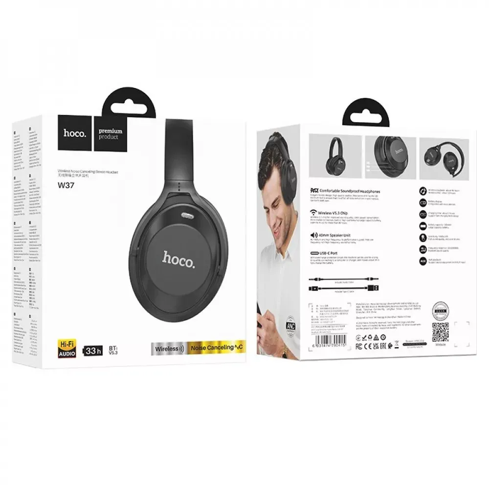 Навушники Bluetooth Hoco W37 Sound Active Noise __ — Gold Champagne — фото 3