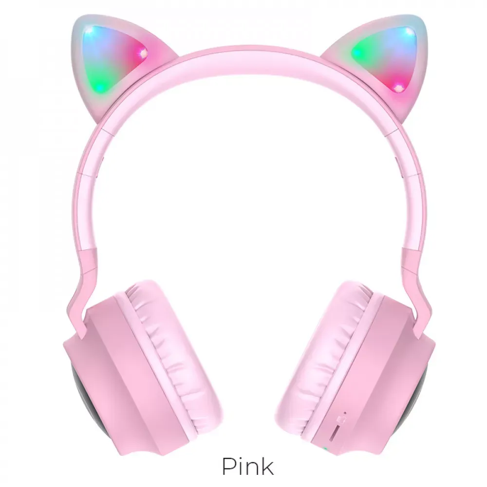 Навушники Bluetooth — Hoco W27 Cat ear — Pink — Hoco