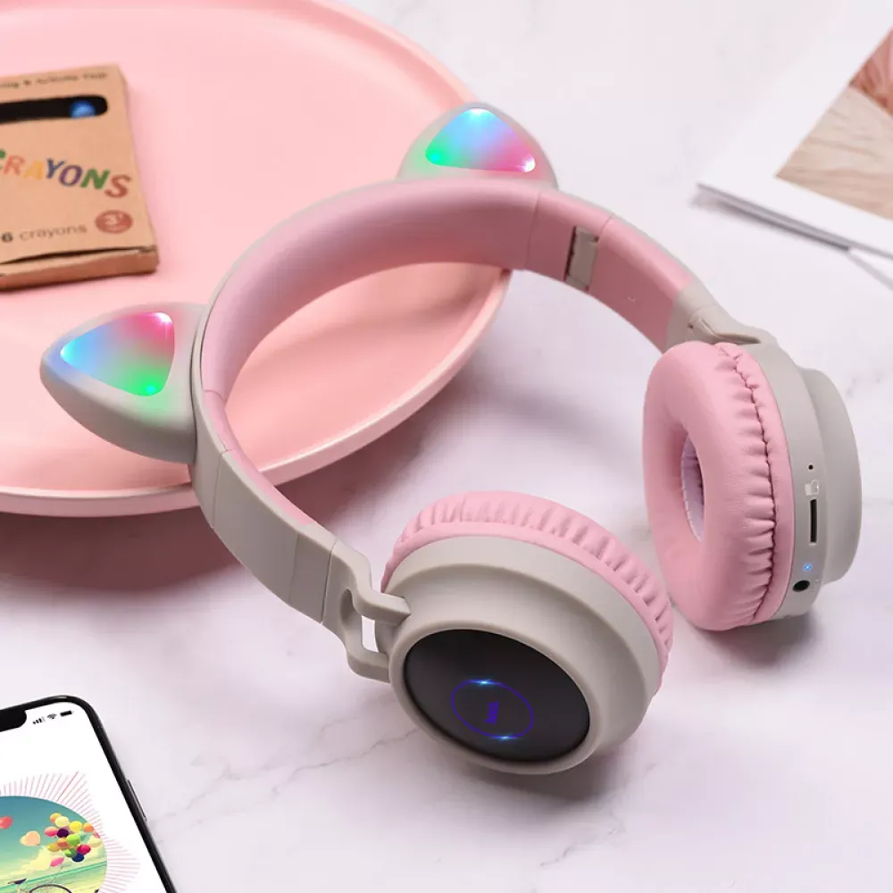 Навушники Bluetooth — Hoco W27 Cat ear — Pink - фото 4