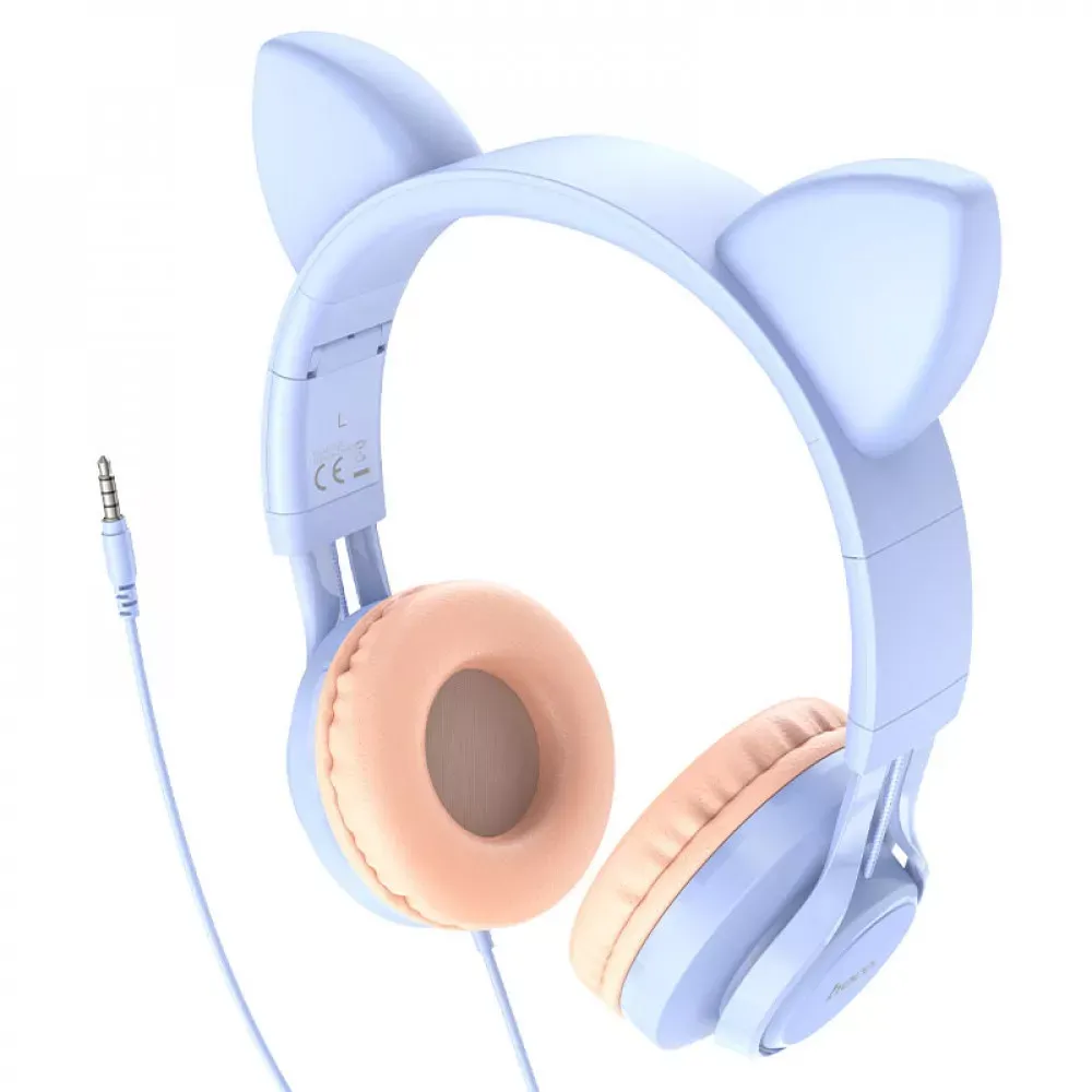 Повнорозмірні навушники 3.5mm Hoco W36 Cat ear — Dream Blue — Hoco