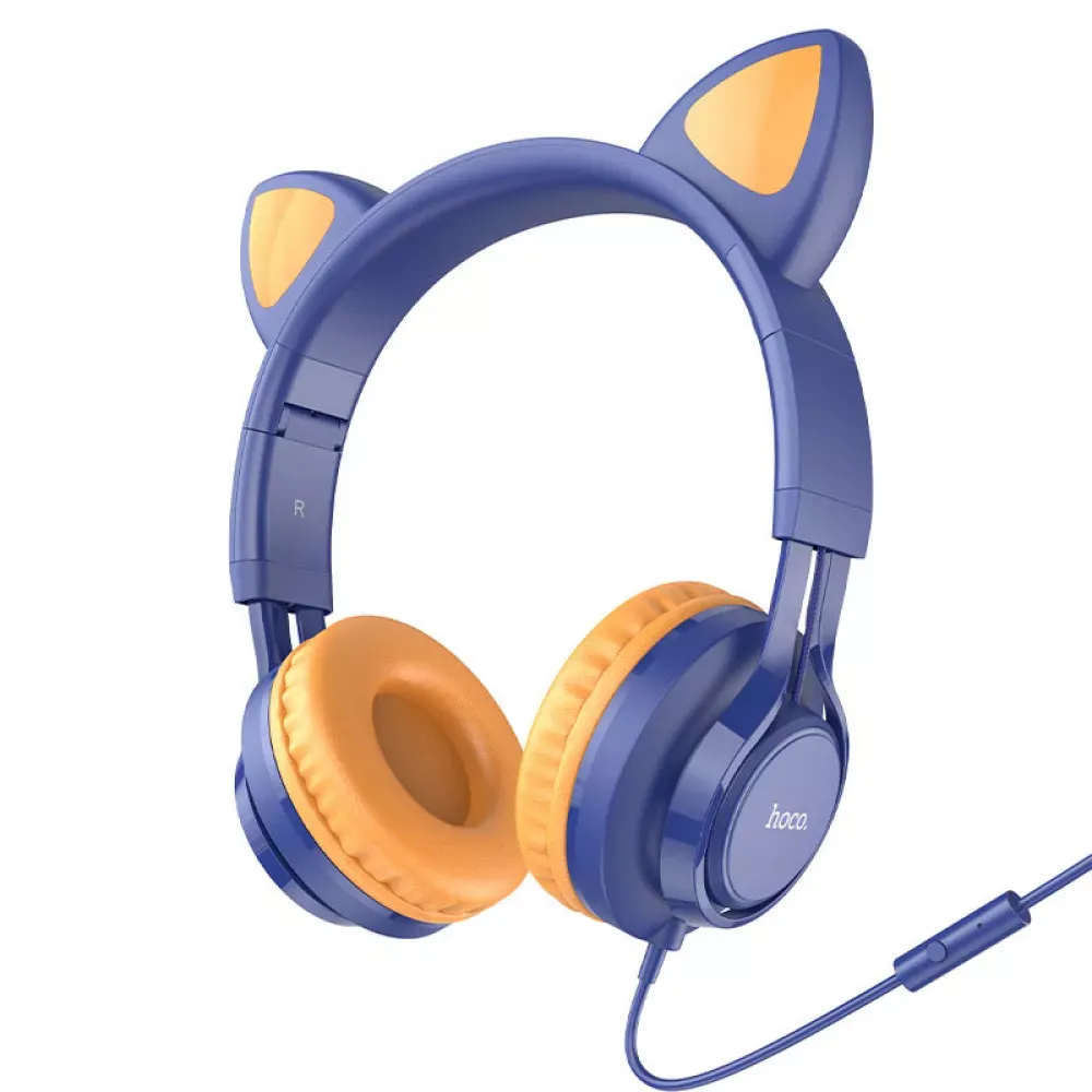 Повнорозмірні навушники 3.5mm Hoco W36 Cat ear — Midnight Blue — Hoco