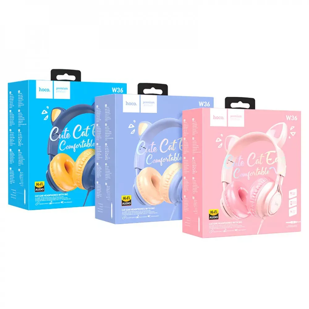 Повнорозмірні навушники 3.5mm Hoco W36 Cat ear — Midnight Blue - фото 3