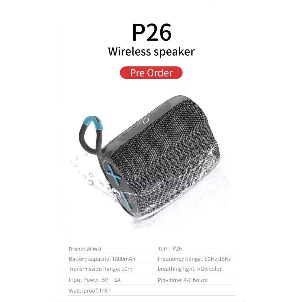 Портативна колонка WiWU P26 — Gray — фото 3