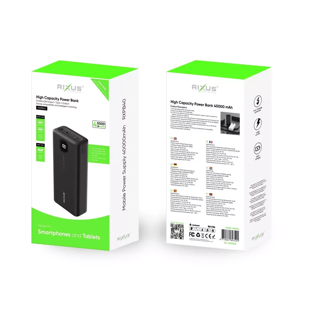Power Bank 40000 mAh |  18W — Rixus RXPB40 - фото 3