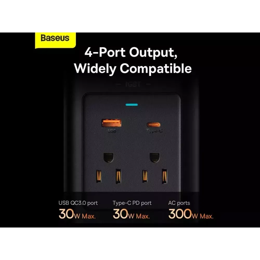 Car Power inverter 300W (110V 220V US/JP) Baseus (CGNB010001) IGBT — CGNB010001 Black - фото 4