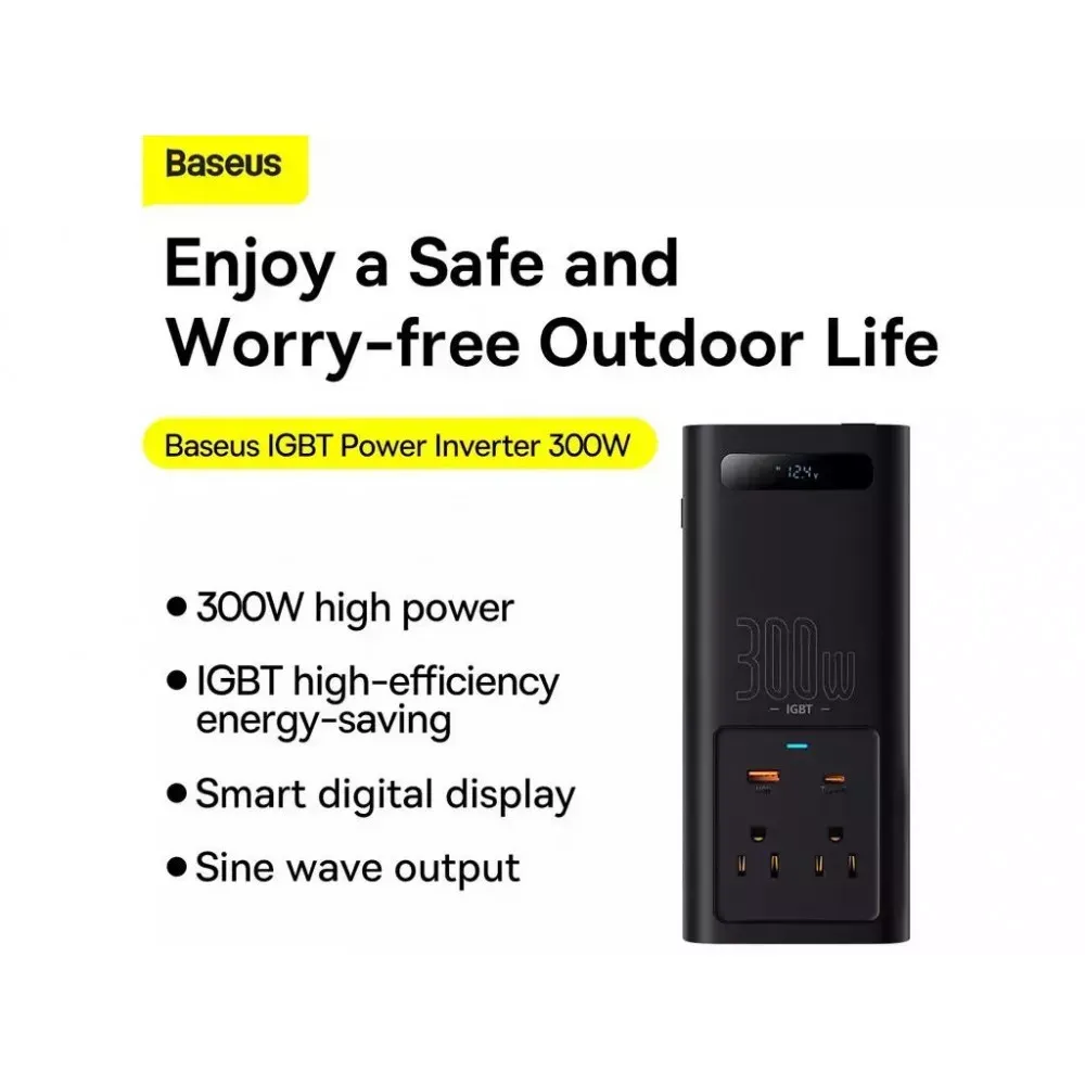 Car Power inverter 300W (110V 220V US/JP) Baseus (CGNB010001) IGBT — CGNB010001 Black - фото 6