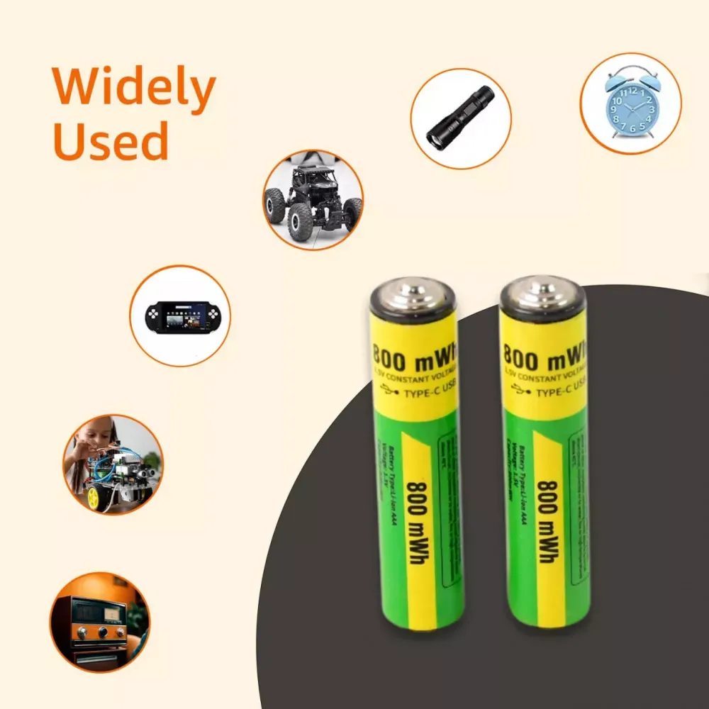 Аккумуляторные батарейки с Type-C разьемом Lithium-ion 800mAh AAA-7 — фото 2