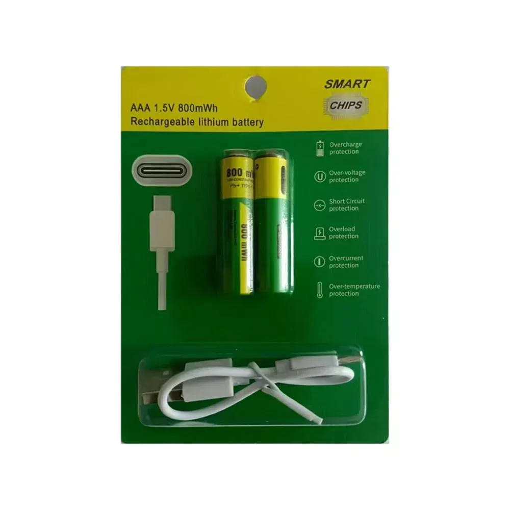 Аккумуляторные батарейки с Type-C разьемом Lithium-ion 800mAh AAA-7 — фото 3