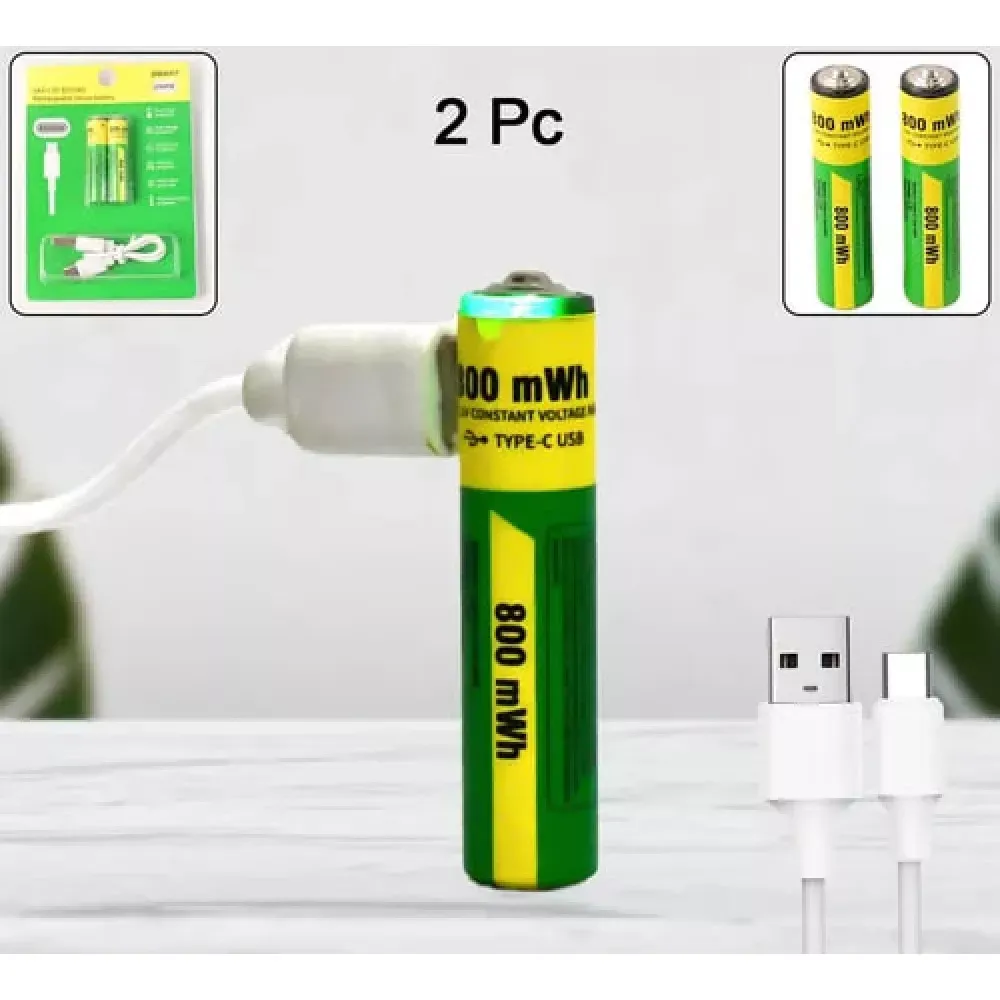 Аккумуляторные батарейки с Type-C разьемом Lithium-ion 800mAh AAA-7 — фото 4