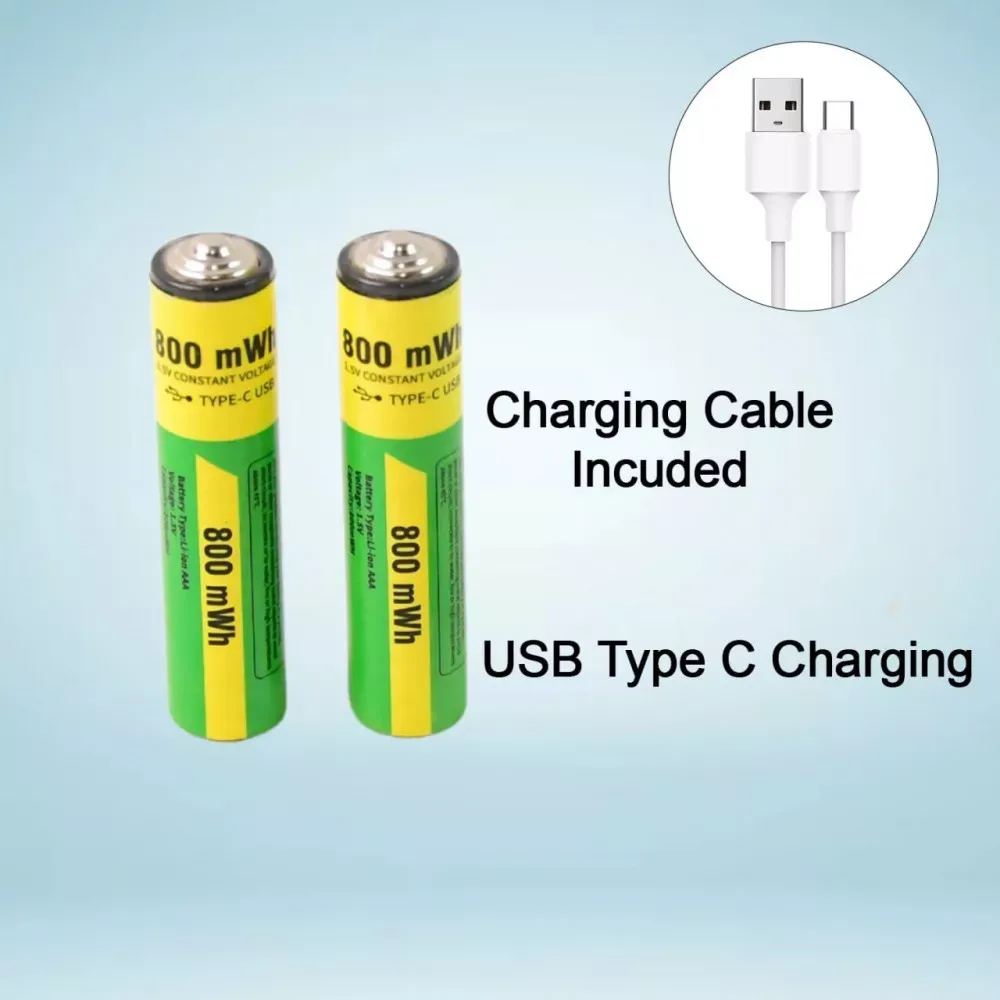 Аккумуляторные батарейки с Type-C разьемом Lithium-ion 800mAh AAA-7 — фото 5