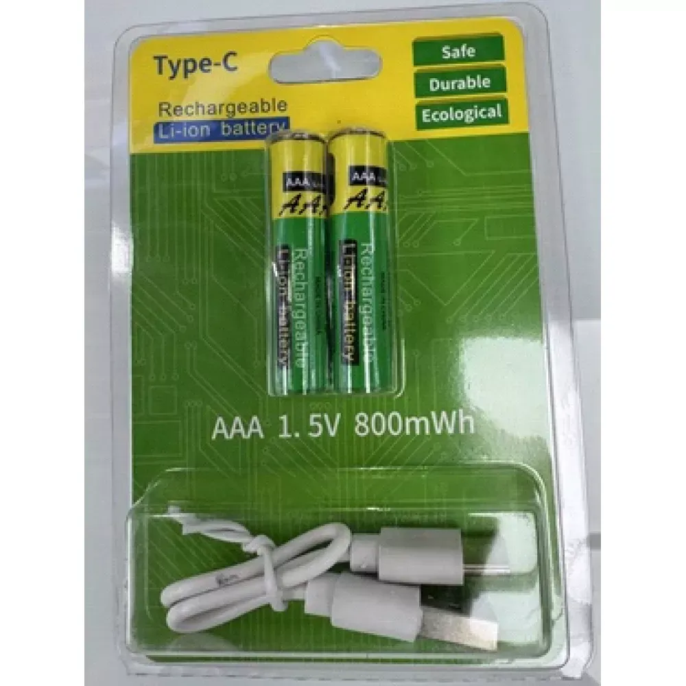 Аккумуляторные батарейки с Type-C разьемом Lithium-ion 800mAh AAA-7 — фото 7