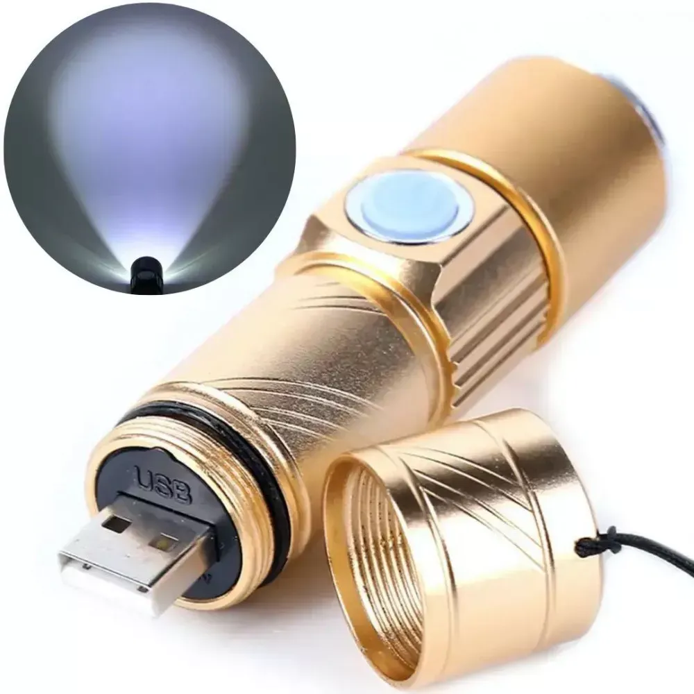 Ручной аккумуляторный карманный фонарик с USB и ZOOM SY - 501  — Black — Различные