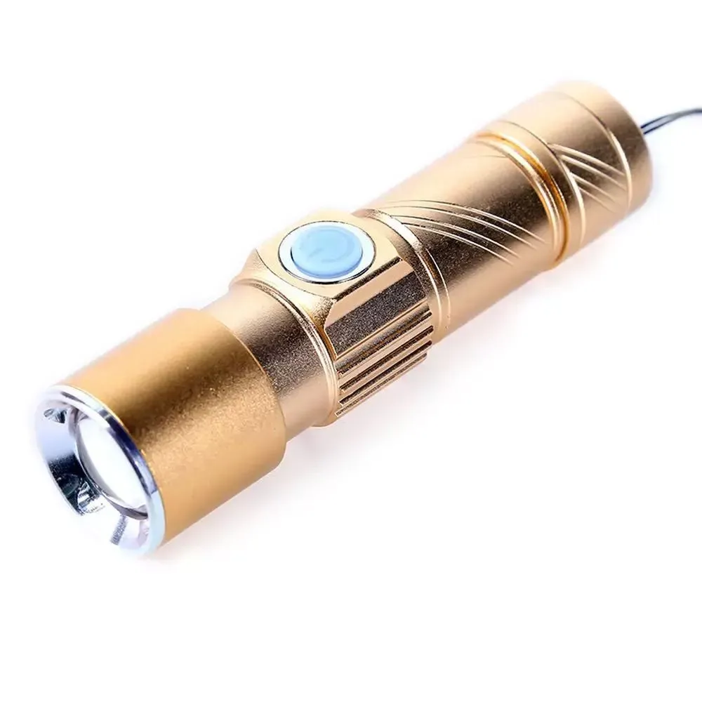 Ручной аккумуляторный карманный фонарик с USB и ZOOM SY - 501  — Black - фото 4