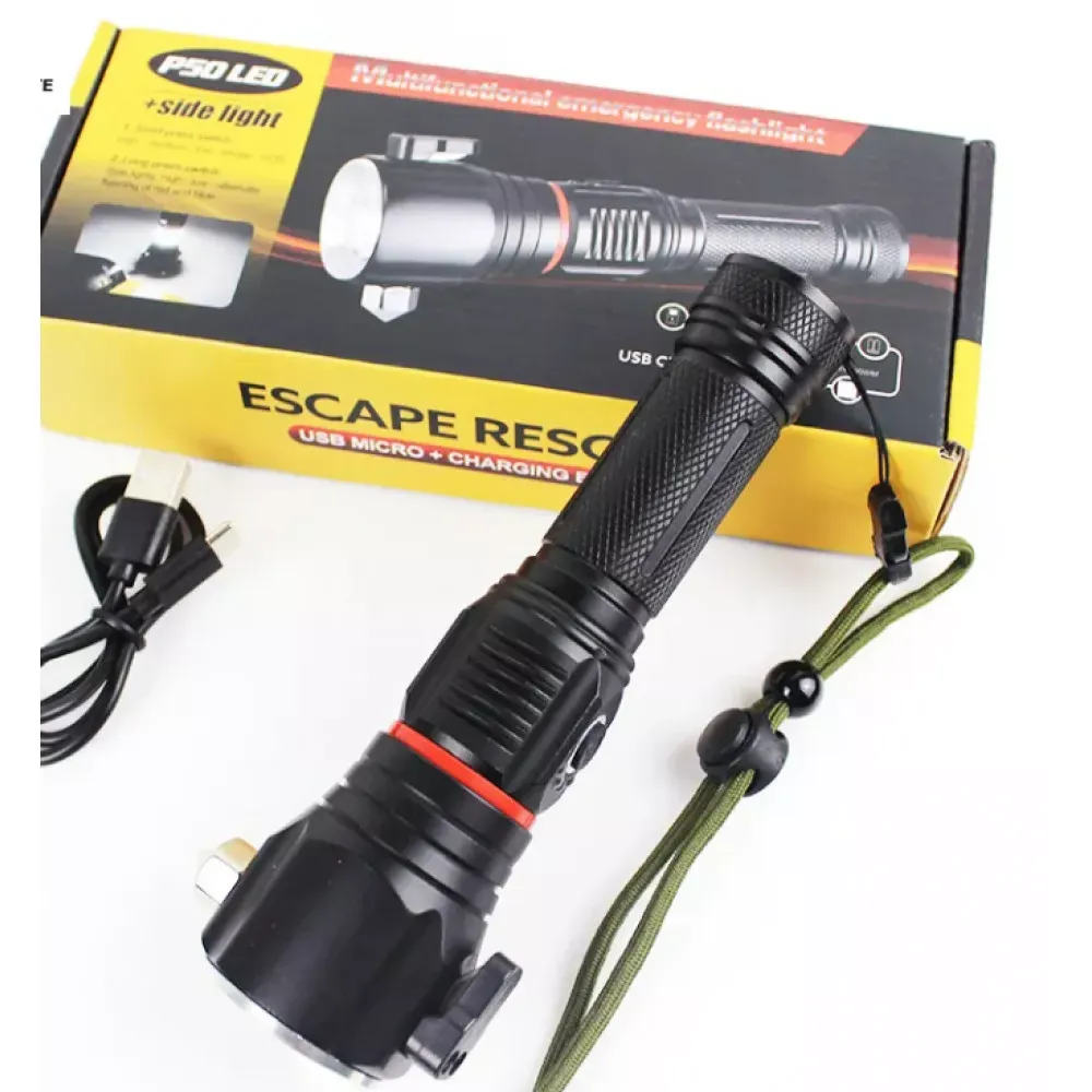 Фонарь ручной аккумуляторный с USB, ZOOM, стеклобоем и магнитом  — SY-2008 - фото 3