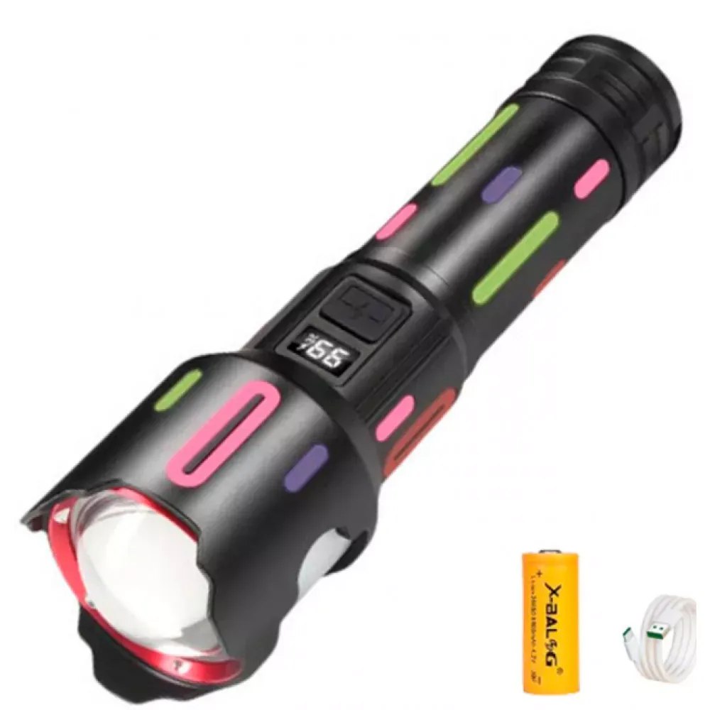 Фонарь ручной с индикатором заряда, Zoom, UCB - C, АКБ 26650, Power Bank —L-2405-TG — Различные