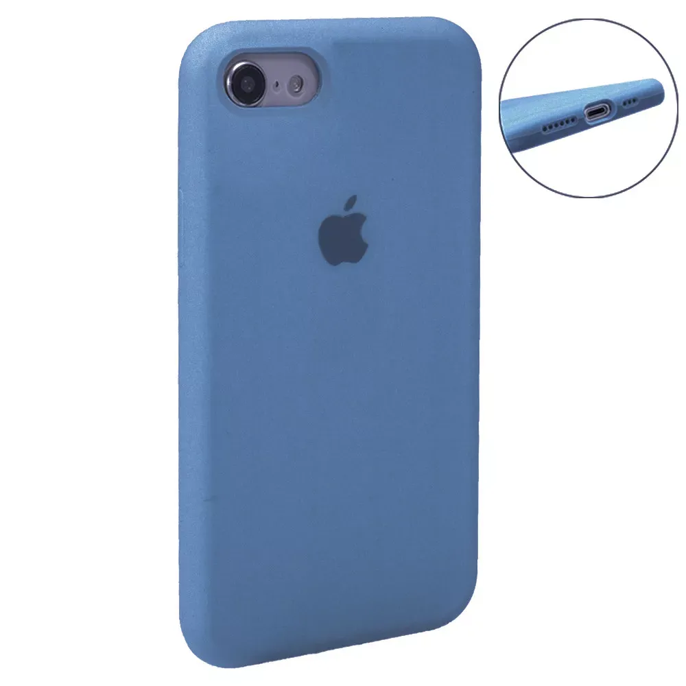 Original Silicone Case Full Size iPhone 7 ; 8 ; SE 2020 — Blue Bird Feather - фото 18