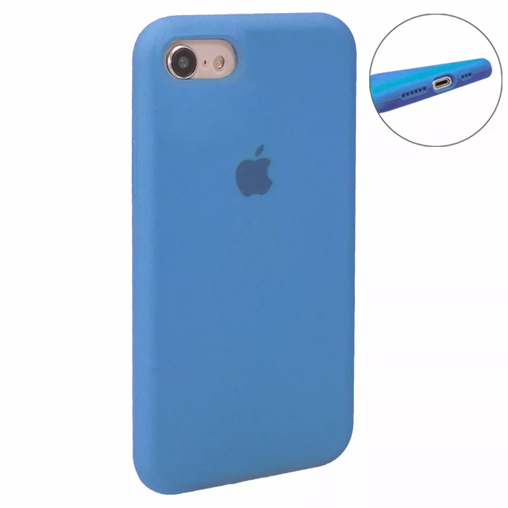 Original Silicone Case Full Size iPhone 7 ; 8 ; SE 2020 — Blue Bird Feather - фото 22