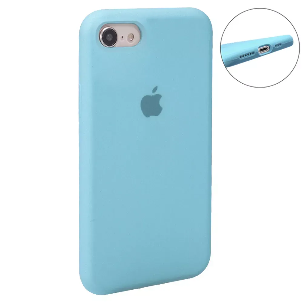 Original Silicone Case Full Size iPhone 7 ; 8 ; SE 2020 — Blue Bird Feather - фото 5