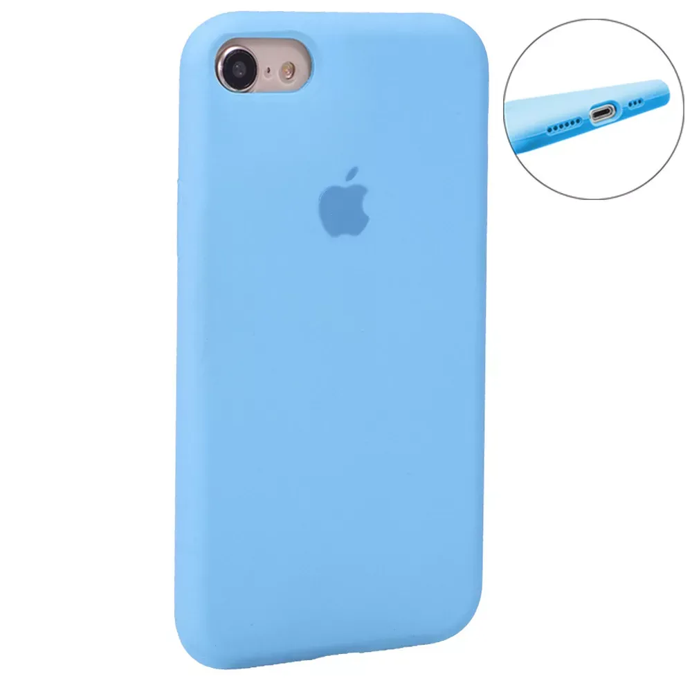 Original Silicone Case Full Size iPhone 7 ; 8 ; SE 2020 — Blue Bird Feather - фото 39
