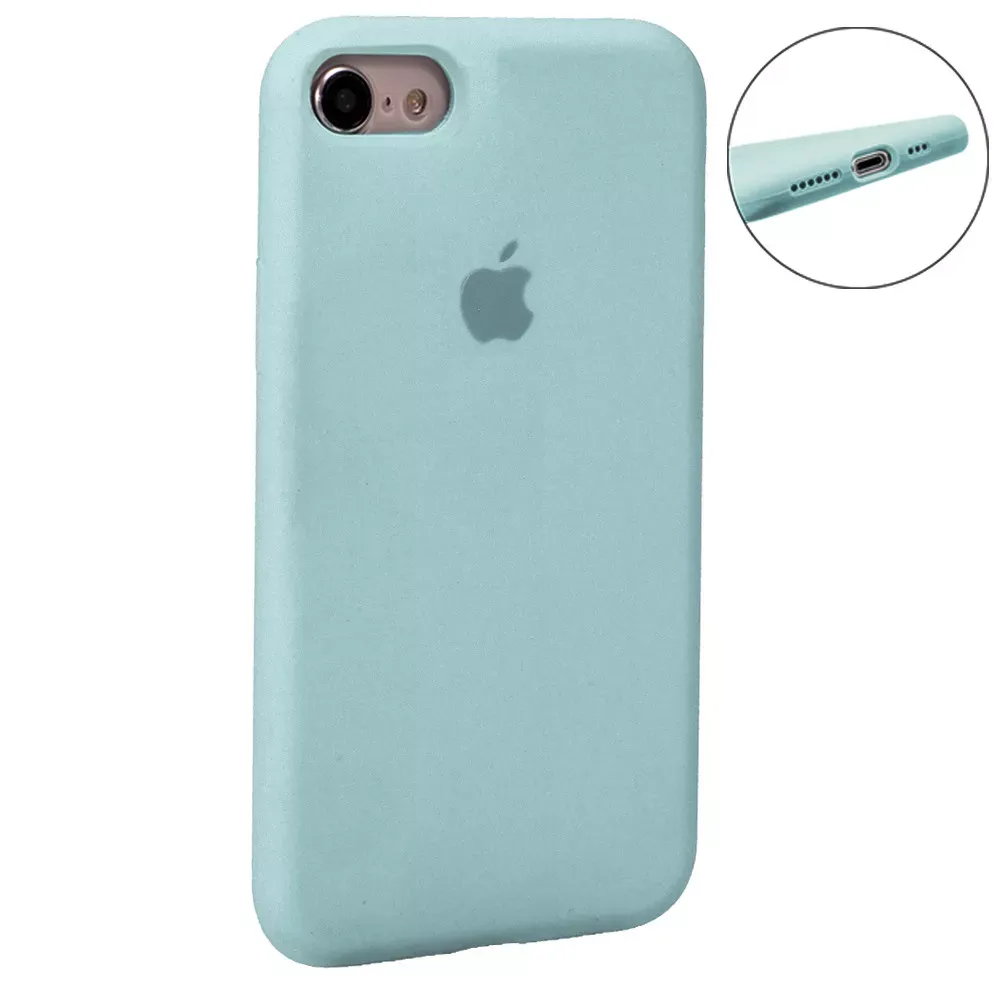 Original Silicone Case Full Size iPhone 7 ; 8 ; SE 2020 — Blue Bird Feather - фото 6