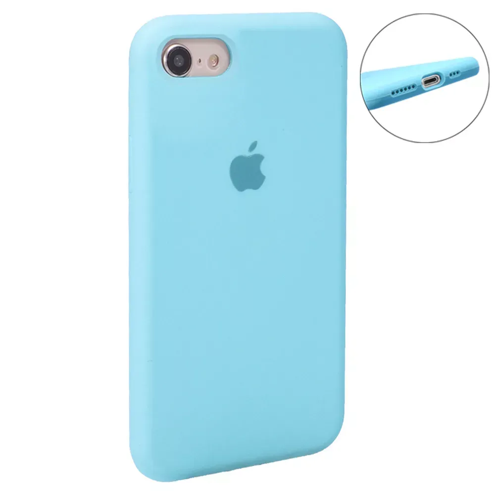 Original Silicone Case Full Size iPhone 7 ; 8 ; SE 2020 — Blue Bird Feather - фото 46