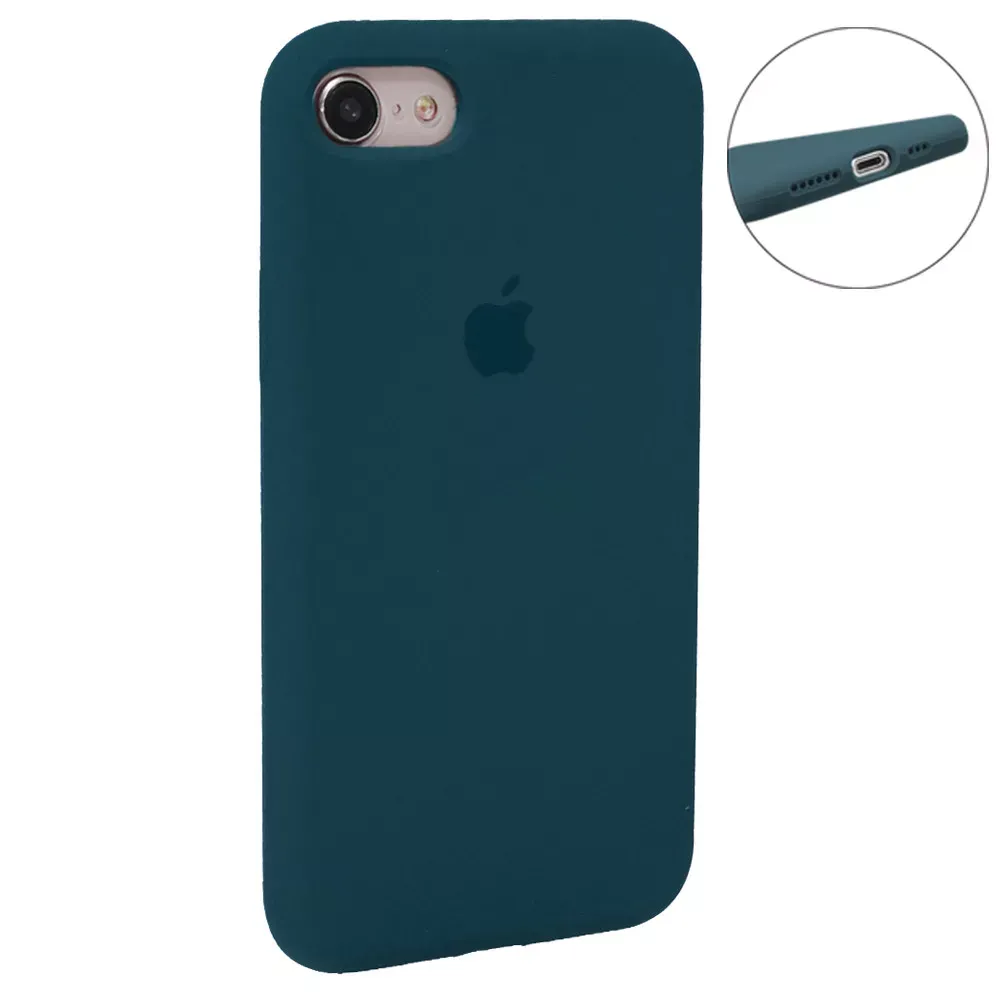 Original Silicone Case Full Size iPhone 7 ; 8 ; SE 2020 — Blue Bird Feather - фото 47