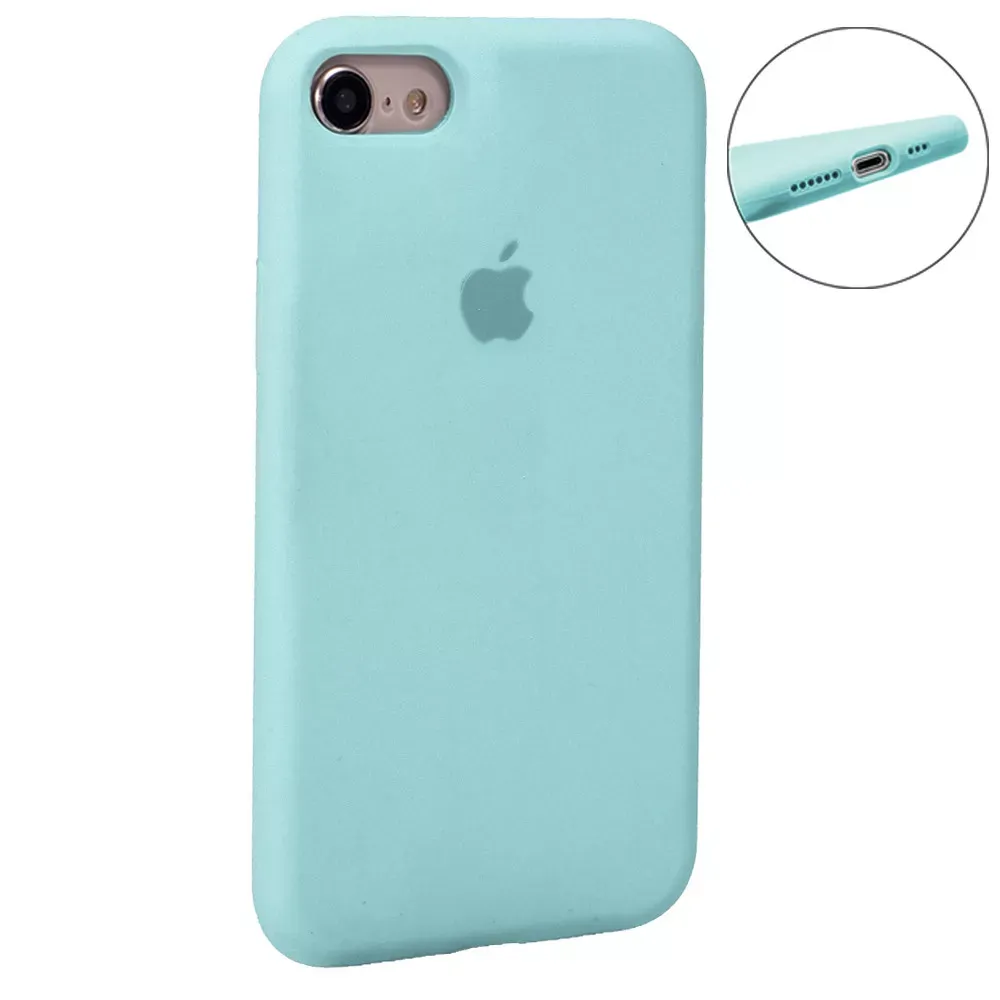 Original Silicone Case Full Size iPhone 7 ; 8 ; SE 2020 — Blue Bird Feather - фото 9