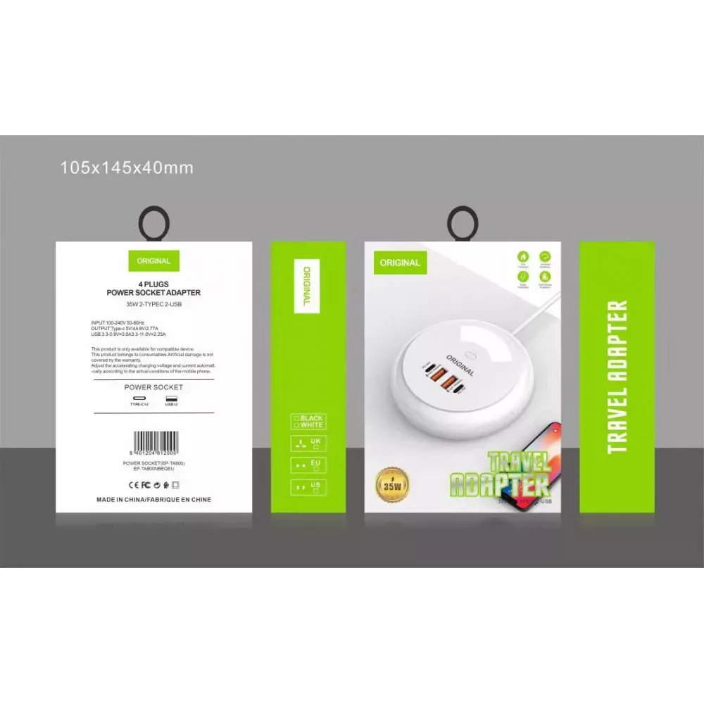 Fast Charger 2-Type C 2-USB 35W PD Noobiggi NB - фото 3