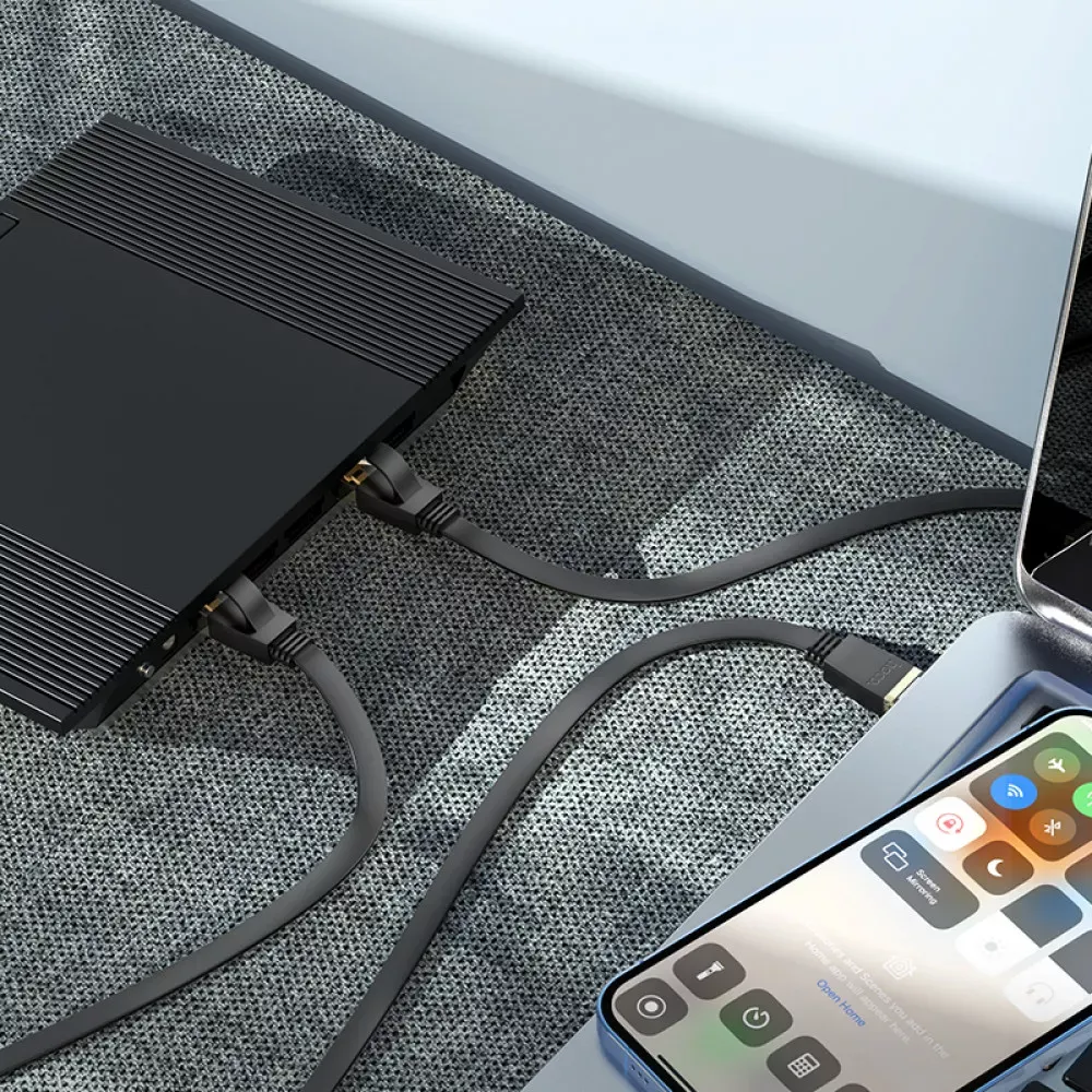 Hoco US07 General pure copper flat network cable(L=1M) — Black - фото 7