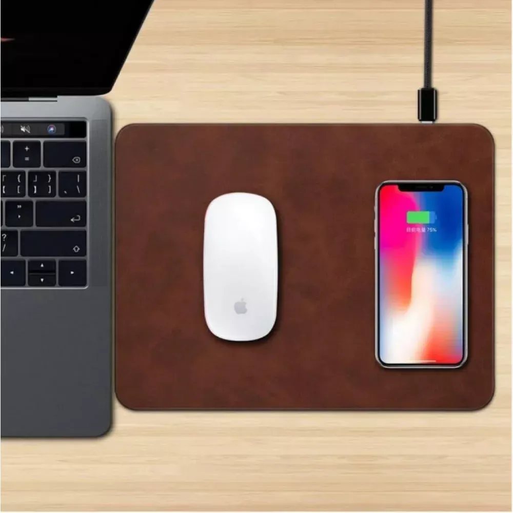 Килимок для миші Wireless Charging Black ; Brown - фото 6