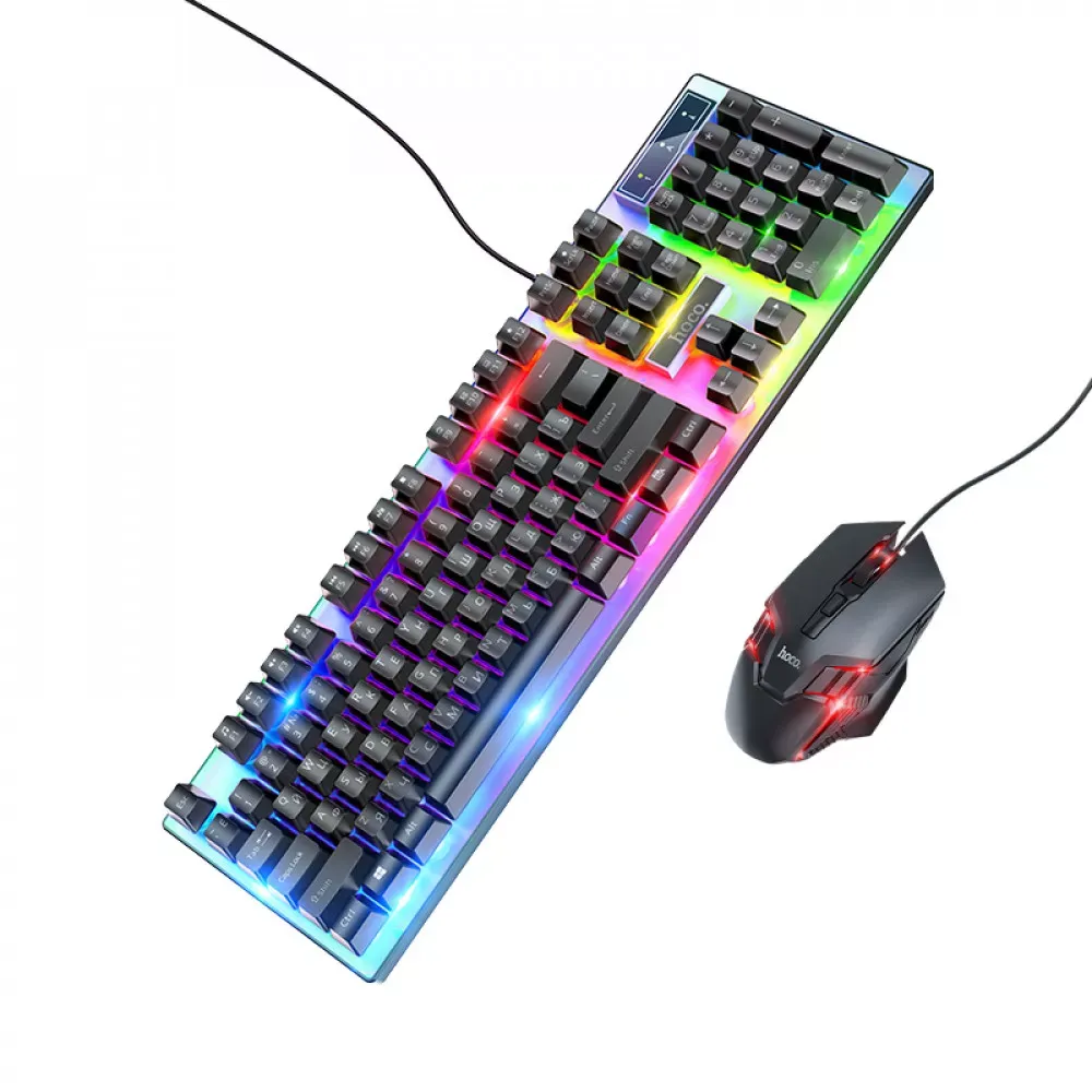 Комплект клавіатури та миші Hoco GM18 Luminous gaming keyboard and mouse set(Russian version) — Black — Hoco