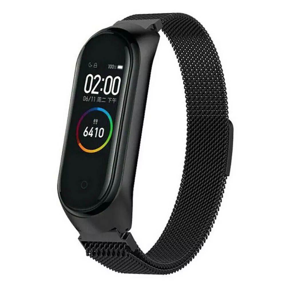 Ремінець Milanese Loop Xiaomi Mi Band 5 6 — Black — Различные Xiaomi Mi Band 5, Xiaomi Mi Band 6