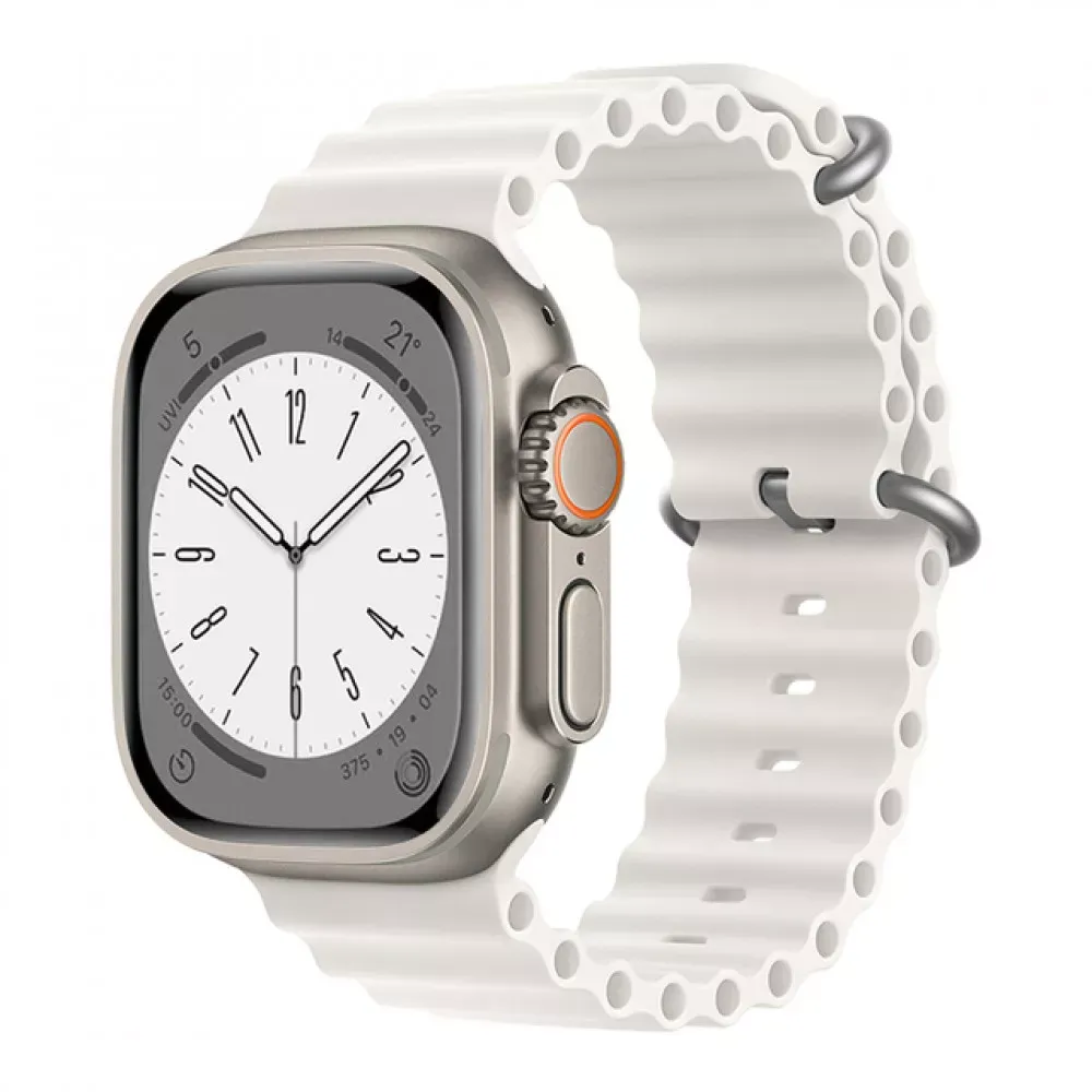 Ремінець Ocean Band Design Apple Watch 42 mm 44 mm 45 mm 49 mm — White — Различные Apple Watch Series 3 42 mm, Apple Watch Series 4 44 mm, Apple Watch Series 7 45 mm, Apple Watch Series 8 49 mm