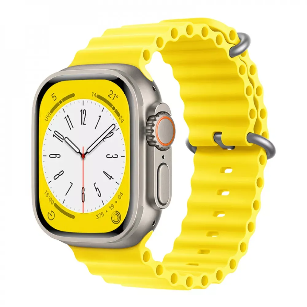 Ремінець Ocean Band Design Apple Watch 42 mm 44 mm 45 mm 49 mm — Yellow — Различные Apple Watch Series 3 42 mm, Apple Watch Series 4 44 mm, Apple Watch Series 7 45 mm, Apple Watch Series 8 49 mm