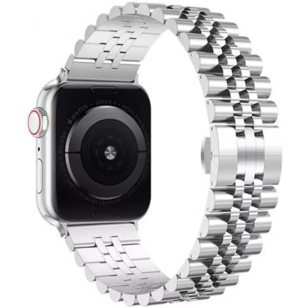 Ремінець Rolex 5 Bead Apple Watch 42 mm 44 mm 45 mm 49 mm Silver — фото 3