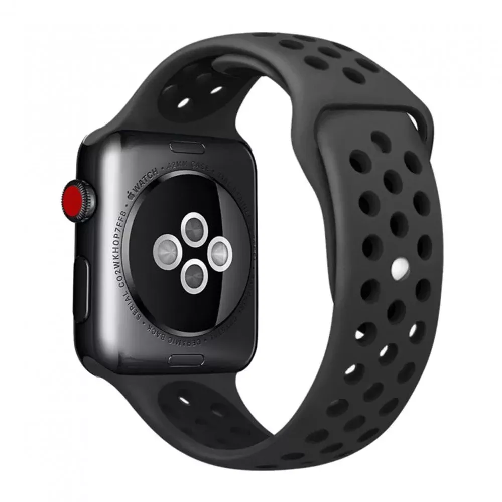 Ремінець Sport Nike — Apple Watch 42 mm | 44 mm | 45 mm | 49 mm — Carbon & Black