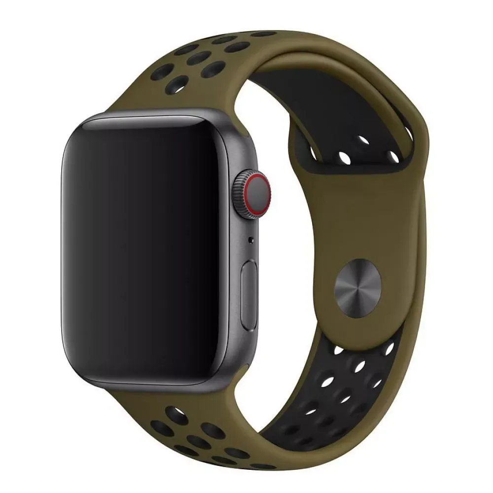 Ремінець Sport Nike — Apple Watch 42 mm | 44 mm | 45 mm | 49 mm — Olive Green & Black