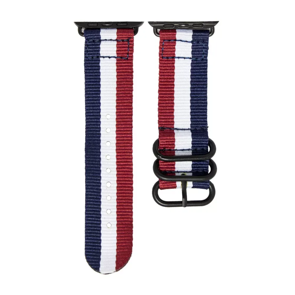 Ремінець Buckle Nylon Apple Watch 42 mm 44 mm 45 mm 49 mm — White/Red/Blue