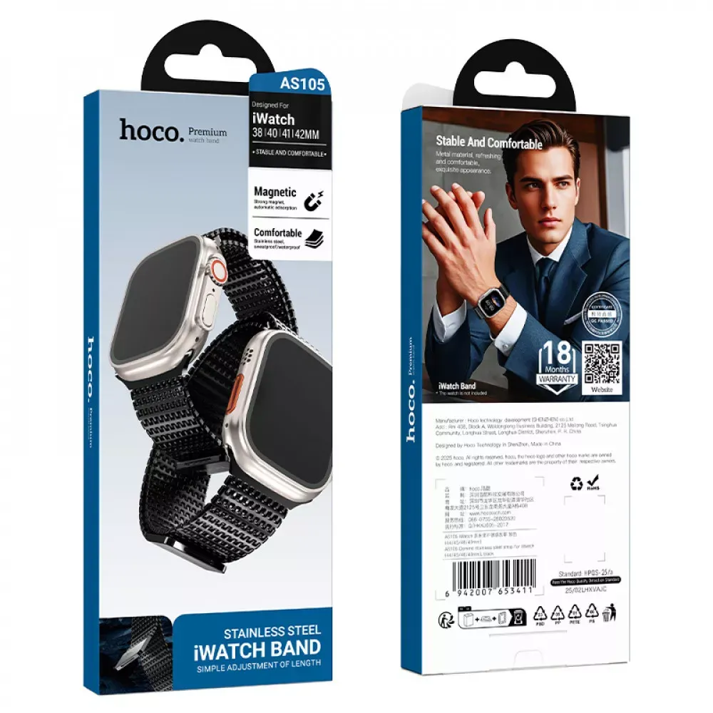 Ремінець Hoco AS105 — Apple Watch 42 mm | 44 mm | 45 mm | 49 mm Black — фото 3