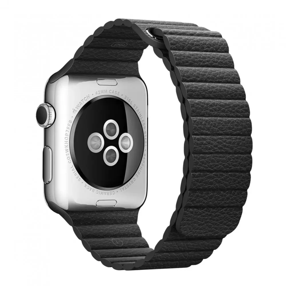 Ремінець Leather Loop Apple Watch 42 mm 44 mm 45 mm 49 mm — Black