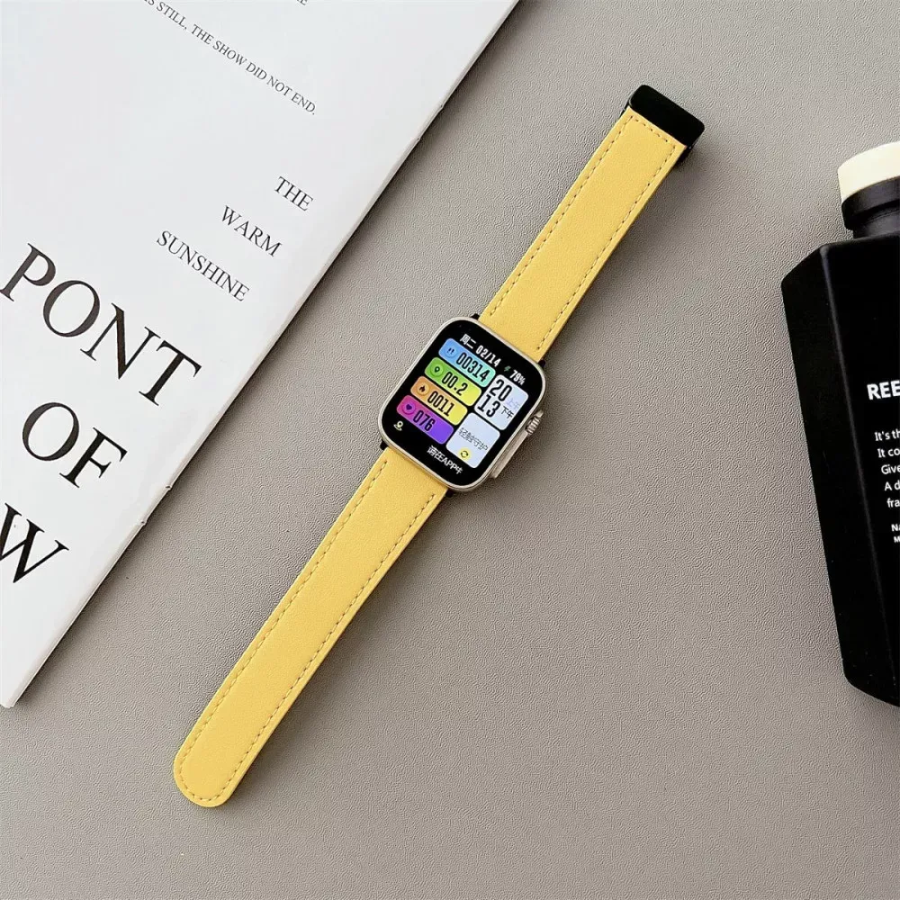 Ремінець Leather Magic Apple Watch 38 mm 40 mm 41 mm — Yellow — Различные Apple Watch Series 7 41 mm, Apple Watch Series 3 38 mm, Apple Watch Series 4 40 mm