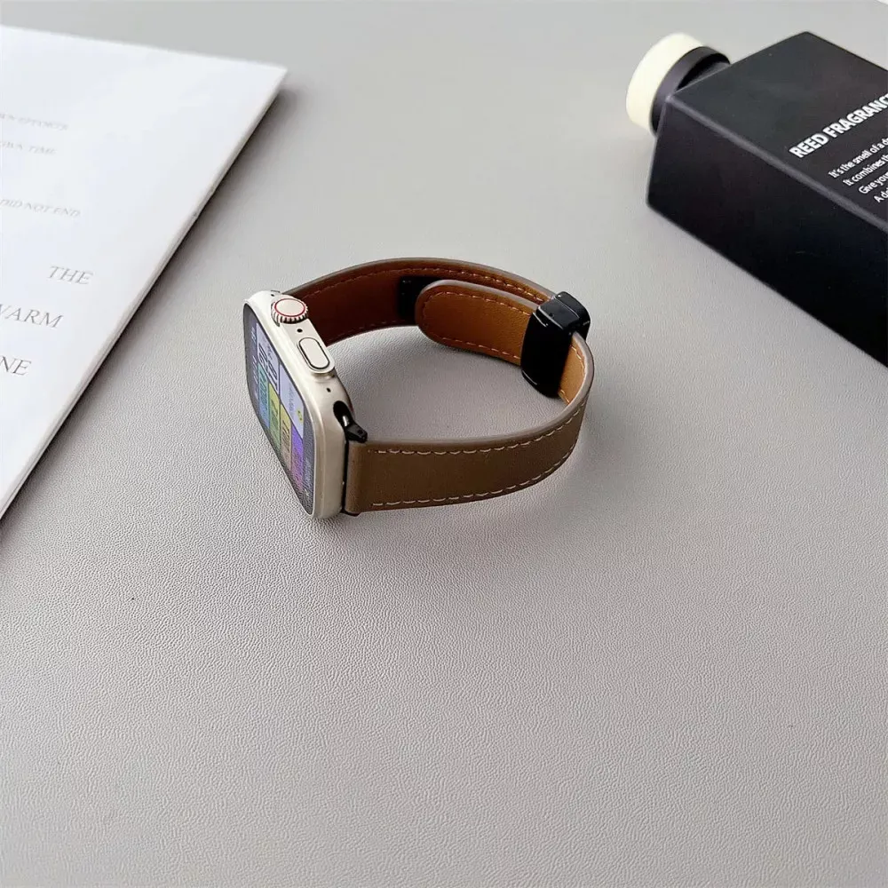 Ремінець Leather Magic Apple Watch 42 mm 44 mm 45 mm 49 mm — Black — фото 5