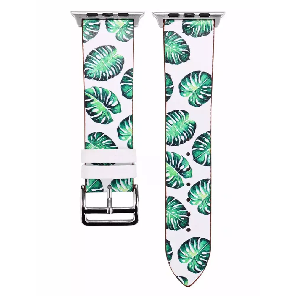 Ремінець Leather Series Flower Pattern Apple Watch 38 mm 40 mm 41 mm — Fresh Leaves - фото 3