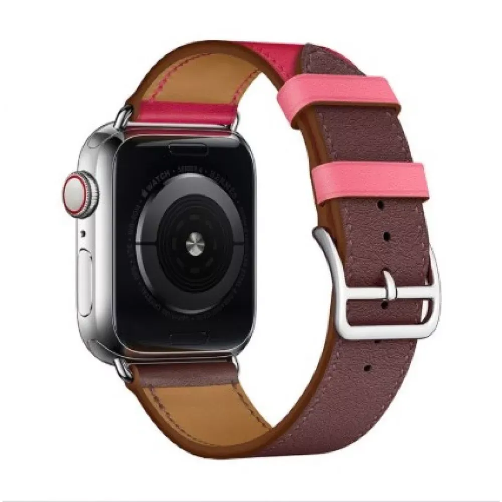 Ремінець Leather Series Hermes Apple Watch 38 mm 40 mm 41 mm — Rose Red/Brown