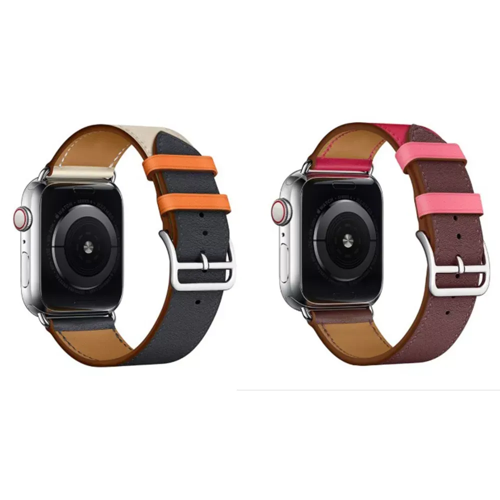Ремінець Leather Series Hermes Apple Watch 38 mm 40 mm 41 mm — Rose Red/Brown — фото 3