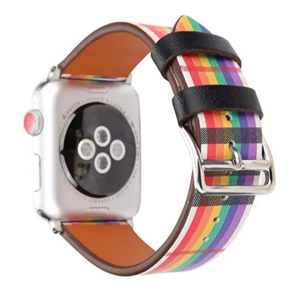 Ремінець Leather Skew Lattice Series Apple Watch 38 mm 40 mm 41 mm — Colorful