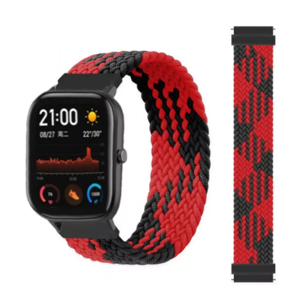 Ремінець Nylon Solo Loop (Long 125 mm) Універсальний 22 mm — Black&Red — Различные