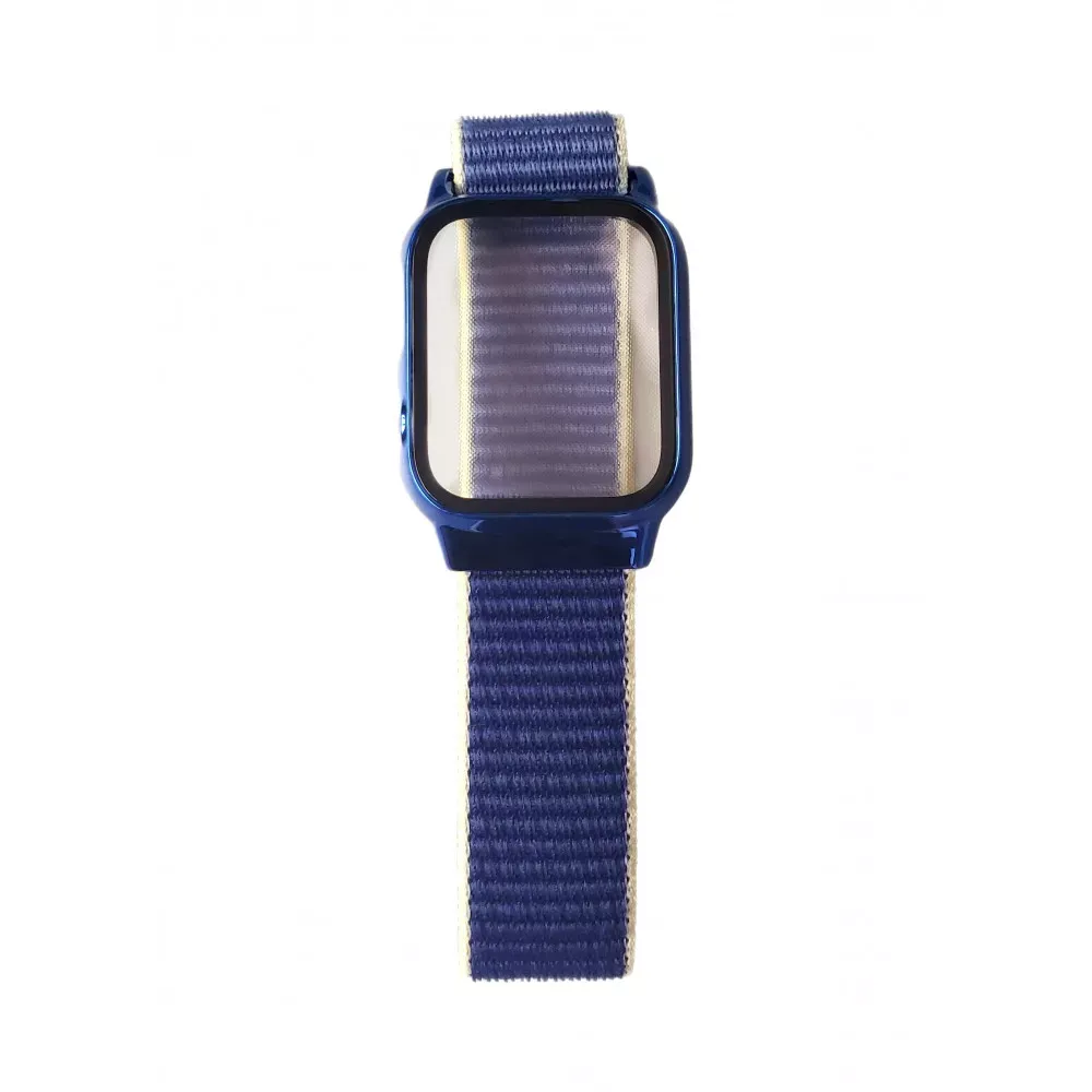 Ремінець Nylon with protective case Apple Watch 42 mm 44 mm 45 mm 49 mm — Dark Blue — Различные Apple Watch Series 3 42 mm, Apple Watch Series 4 44 mm, Apple Watch Series 7 45 mm, Apple Watch Series 8 49 mm