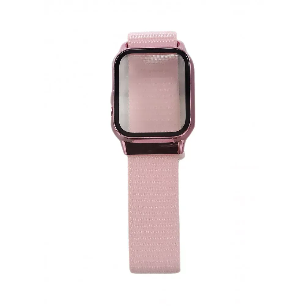Ремінець Nylon with protective case Apple Watch 42 mm 44 mm 45 mm 49 mm — Pink — Различные Apple Watch Series 3 42 mm, Apple Watch Series 4 44 mm, Apple Watch Series 7 45 mm, Apple Watch Series 8 49 mm